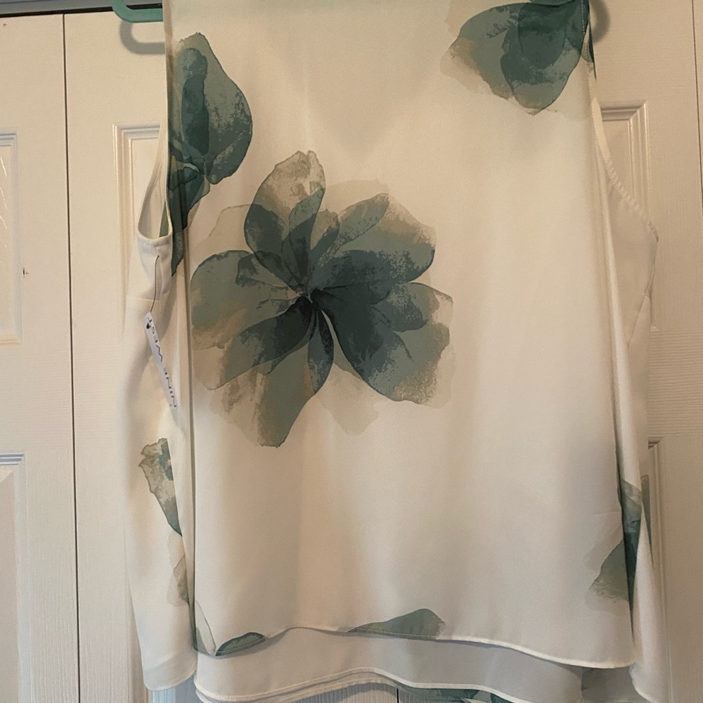 Nine West Ivory and Teal Floral Tank Top - Picture 2 of 2